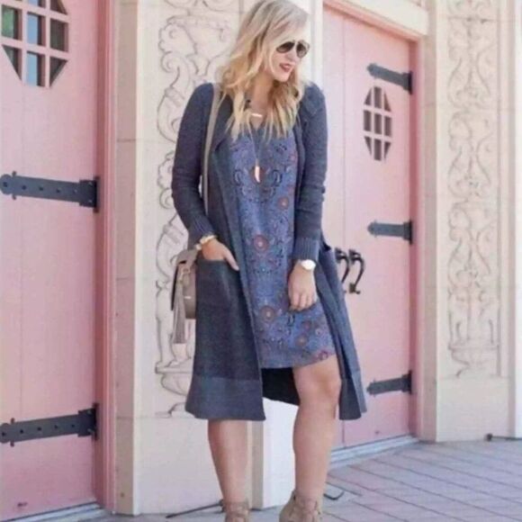 CAbi Lara Longline Duster Cardigan Sweater Gray Size Medium - Picture 1 of 12